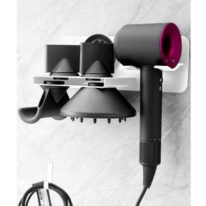 Puregad Hair Dryer Holder Wall Mount for Dyson Supersonic Airwrap Hair Dryer, Metal Blow Dryer Stand Attachments Storage for Bathroom and Salon, White