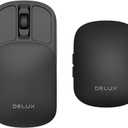 DeLUX Wireless Bluetooth Travel Mouse, 2-in-1 Sliding with Quiet Clicks, Dual Mode 2.4Ghz + BT5.2,Up to 4000DPI, Slim and Foldable, Rechargeable Battery, for Windows/macOS/Android (MF20 Black)