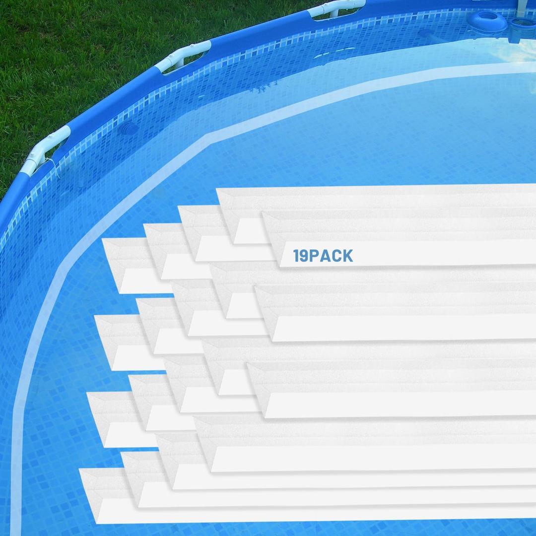 48-Inch Peel and Stick Pool Cove Foam for Above Ground Pools, 19-Pack High-Density Waterproof Foam Cove Strips, Pool Liner Guard Base Support System, Covers 76 ft, White