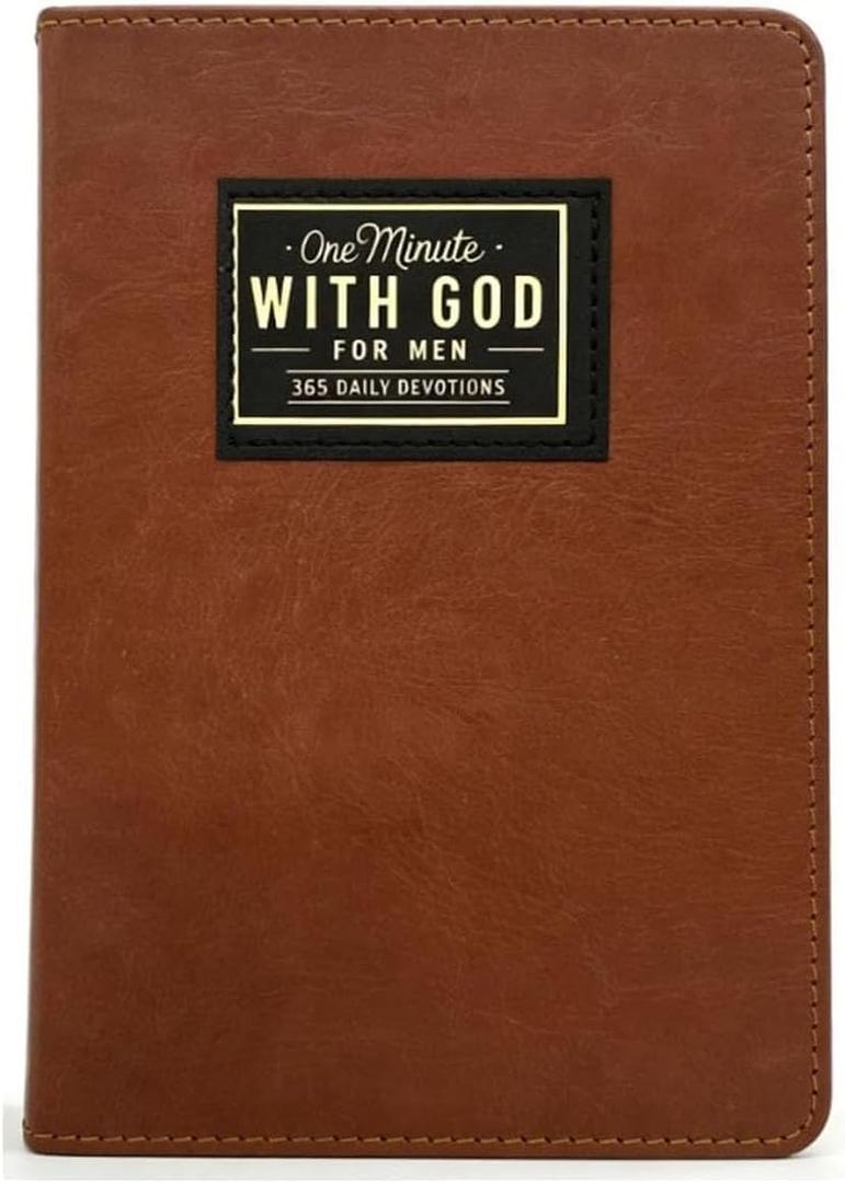 2026 One Minute with God Daily Devotional for Men, 365 Reflections to Strengthen Faith, Brown Faux Leather Edition