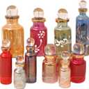 Egyptian Perfume bottles, Empty Glass Mini Bottles for Perfume, Essential Oils or Potion - Set of 20 Decorative Small Vials, Each 2" High (5cm), Assorted Colors