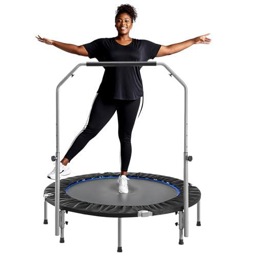 DUMOS 40" Rebounder Trampoline for Adults with Handle, Exercise Trampoline Foldable Indoor Mini Rebounders with Adjustable Bar for Workout Fitness Max Load 330lbs