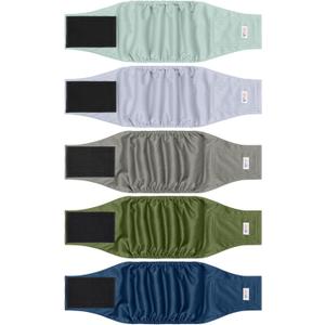 5 Pack Dog Diapers Male Reusable, Premium Belly Bands for Dogs, High Absorbing Male Dog Pee Wraps for Doggie in Incontinence or Excitable Urination Green M