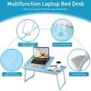CloudTrip Laptop Desk for Bed or Couch, Lap Desk, Home office Desks, Breakfast Tray Desk, Desk with Cup Holder, Watching Movies in Bed, laptop stand for bed, Lap Desk, Fordable Legs Desk  (Blue)