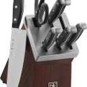 HENCKELS Statement Razor-Sharp 7-Piece White Handle Knife Set, Chef Knife, Bread Knife, German Engineered Knife Informed by over 100 Years of Mastery (Dark Brown)