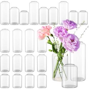 Glass Bud Vases, Set of 24 Clear Flower Vases in Bulk, 3 Sizes Small Flower Vase for Centerpieces Modern Bud Vase for Floral Arrangements, Dining Table Decor, Wedding, Home Decor