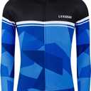 Men's Cycling Jersey Winter Thermal Fleece Long Sleeve Bike Shirts Windproof Cycling Jacket with 3 Pockets (Blue, XXL)