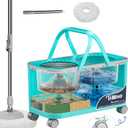 2026 Upgraded Easy-Use Spin Mop for Cleaner, Clean & Dirty Water Separation Mop Bucket for Pet & Family Homes,360 Swivel Wheels, Safe for Hardwood & Tile, Adjustable Handle,1 Reusable Mop Heads