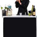 GoBar Portable Bar Table for Events - Black, 3 Skirts, or LED - Pop Up Mobile Bartending Station with Travel Carrying Case