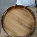 Large Ottoman Tray Round, 20" Extra Large Wooden Serving Tray with Handles, Acacia Wood Decorative Tray Wooden Trays for Living Room Ottoman, Food Serving, Breakfast, Dinner, Appetizers, Size: 20"