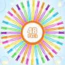 SpringFlower 48 Pcs Bubble Wand, Bubble Wands Bulk, Bubble Party Favor Supply for Summer Indoor & Outdoor Activities, Bubble Solution Summer Toy in 6 Colors, Birthday,Wedding, Party