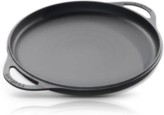 COOKLIFE 12 Inch Lightweight Pre-Seasoned Cast Iron Griddle - Smooth Polished Surface, Easy to Clean Cast Iron skillets Use in the Oven, on the Stove or Grill, Over a Campfire (14.8" x 12" x 1")