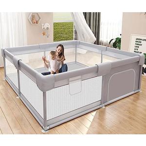 Hiaksedt Baby Playpen 50x50 Inch, Play Pens for Babies and Toddlers Baby Fence Play Yards for Indoor & Outdoor with Breathable Mesh Anti-Fall Playpen