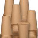 GUSTO [100 Count Kraft Disposable Paper Cups, Hot Coffee Cups Brown Unbleached - Eco-Friendly Cups (16 oz. - Kraft)
