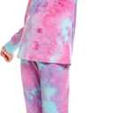 Arshiner Girl's 2 Piece Tie-dye Pullover Hooded Sweatshirt Set Sweatsuits and Sweatpants (Pink)