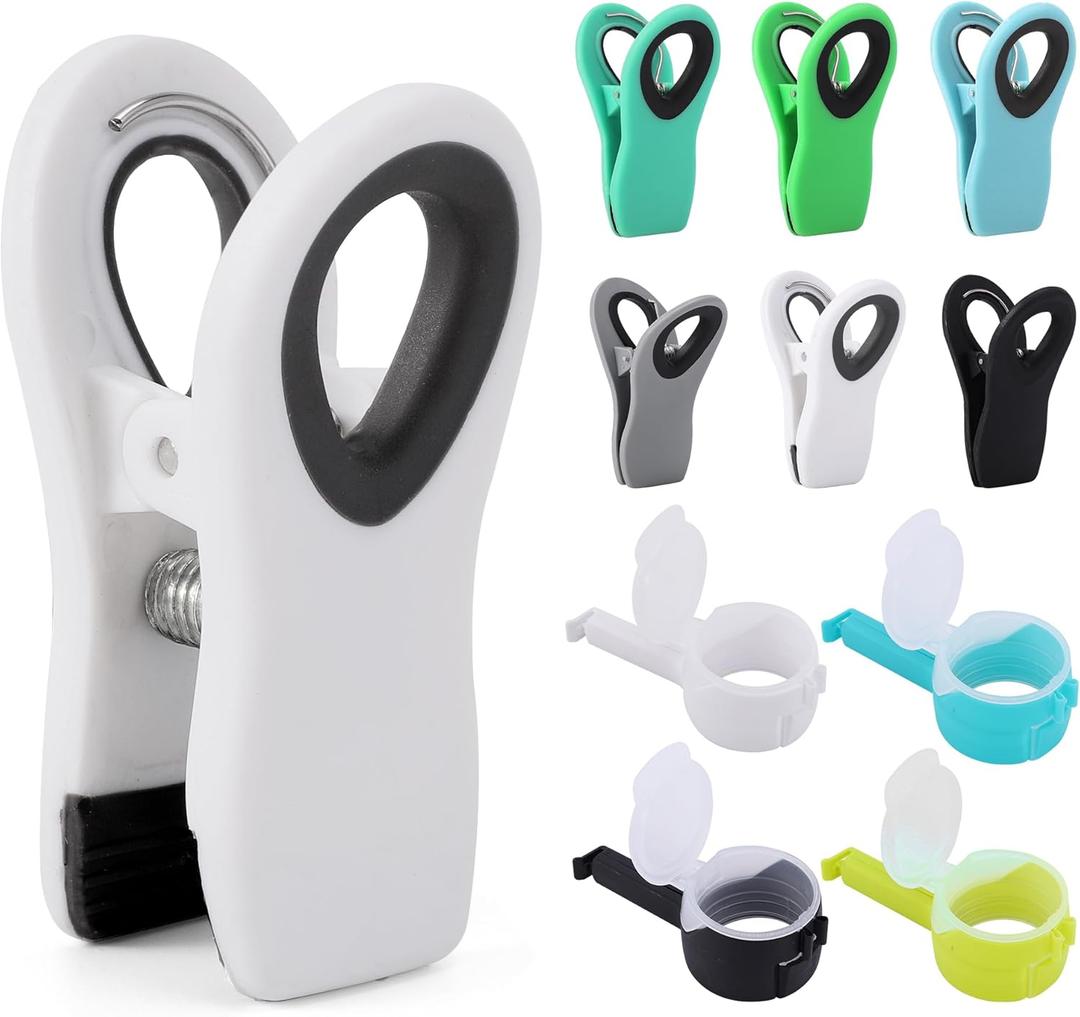 Food Clip Set, 6 Pack & 4 Pack Bag Clips with Pour Spout, Kitchen Clips for Food Storage, Snack, Chip Clip (Cool Color)