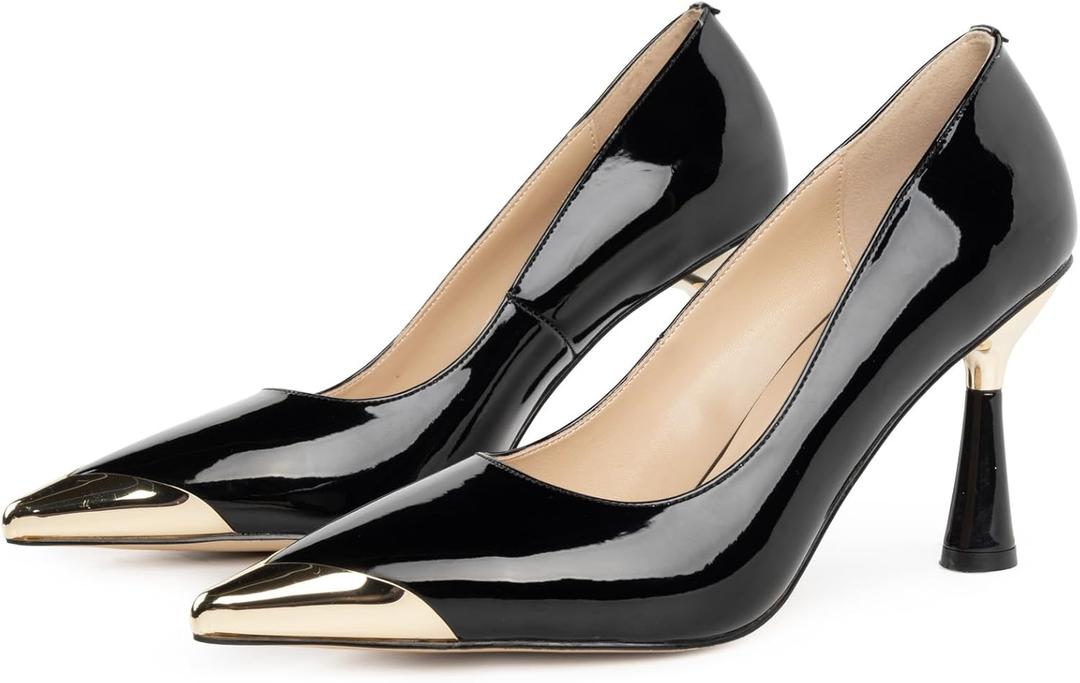 LingxiaUne Pumps for Women Pointed Toe Stiletto High Heels Ideal for Business Office Dress Weddings Fashion Events and Dance Parties Elegant Footwear for The Modern Woman (10, Patent Leather Black)