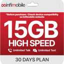 Prepaid Unlimited Plan: 1 Month | 15GB High-Speed Data Per Month | Unlimited Data Talk & Text | Prepaid Plan Service SIM Card | Nationwide Coverage | 4G, 5G Network