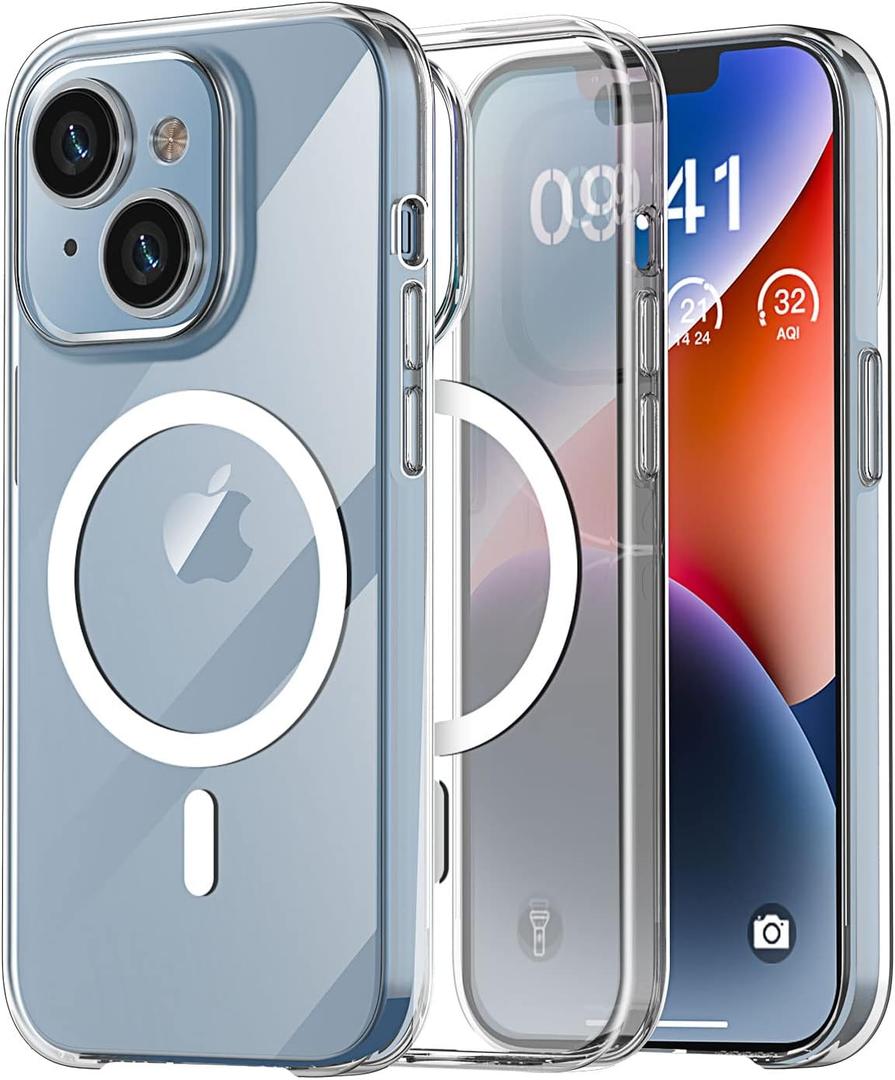 AICase Crystal Clear iPhone 14 Plus Magnetic Case Compatible with MagSafe[Not Yellowing] Transparent Slim Shockproof Protective Phone 14 Plus Case 6.7 inch 2022