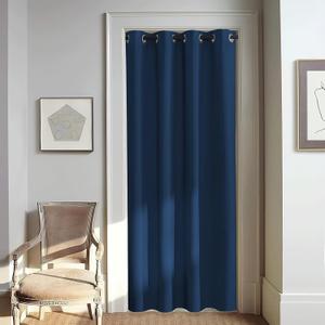 NICETOWN Door Curtain for Closet Doors 80 Inches Long 1 Panel, Blackout Doorway Curtain for Open Closet Bedroom, Room Divider Living Room for Privacy (Moroccan Blue, 1 Panel, 46W x 80L)