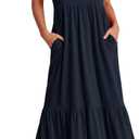 ANRABESS Womens 2025 Summer Casual Maxi Dress A line Tiered Flowy Short Sleeve Crewneck T Shirt Beach Travel Long Dresses, Large 