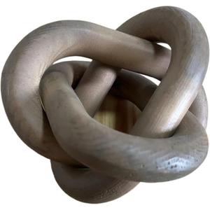 Wood Knot Chain Link Decor - 3 Link Boho Wooden Hand Carved Decorative Wooden Links Knots for Coffee Table Entryway Modern Farmhouse Shelf Decoration (Coffee)