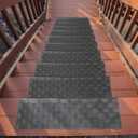 Ottomanson Outdoor Bullnose Stair Treads Ribbed Heavy-Duty Non Slip Stair Mats Strong Grip for Concrete, Brick & Textured Steps Requires Fastening on Wooden & RV Steps, Pack of 5