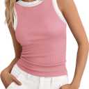 BTFBM High Neck Tank Top for Women Sleeveless Ribbed Y2k Clothes Basic Shirts Going Out Outfits Spring Summer Tops 2026 (S, Pink)