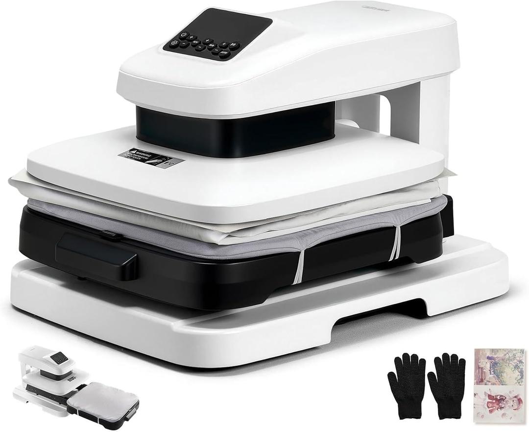 VEVOR Auto Heat Press Machine 15 x 15 inch T-Shirt Press Machine White