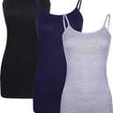 WILLBOND 3 Pieces Women Basic Long Tanks Adjustable Spaghetti Strap Camisole Top, Large Size