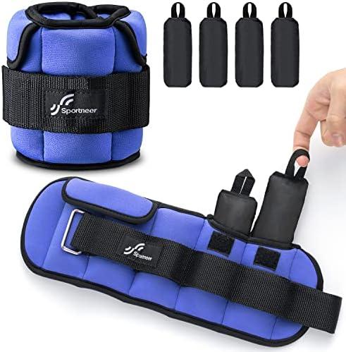 Sportneer Adjustable Ankle Weights for Women and Men：1 Pair 1 2 3 4 6 7 8 10 lbs Upgraded Easily Adjustable Leg Weight, Weighted Wrist Weight Strap for Gym, Fitness, Workout, Walking, Dancing