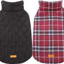 Kuoser Warm Dog Coat, Waterproof Dog Coats for X-Small Dogs, Adjustable Durable Doggie Winter Jacket Reversible Cozy Puppy Cold Weather Apparel from Small to Large Breed, Red XS