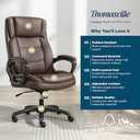 Thomasville Lansing Big & Tall Office Chair, High-Back DeskChair, Adjustable Ergonomic Support, Semi-Plush ComfortCraft Seat Cushion Technology, Padded Headrest and Armrests, Vegan Leather, Dark Brown