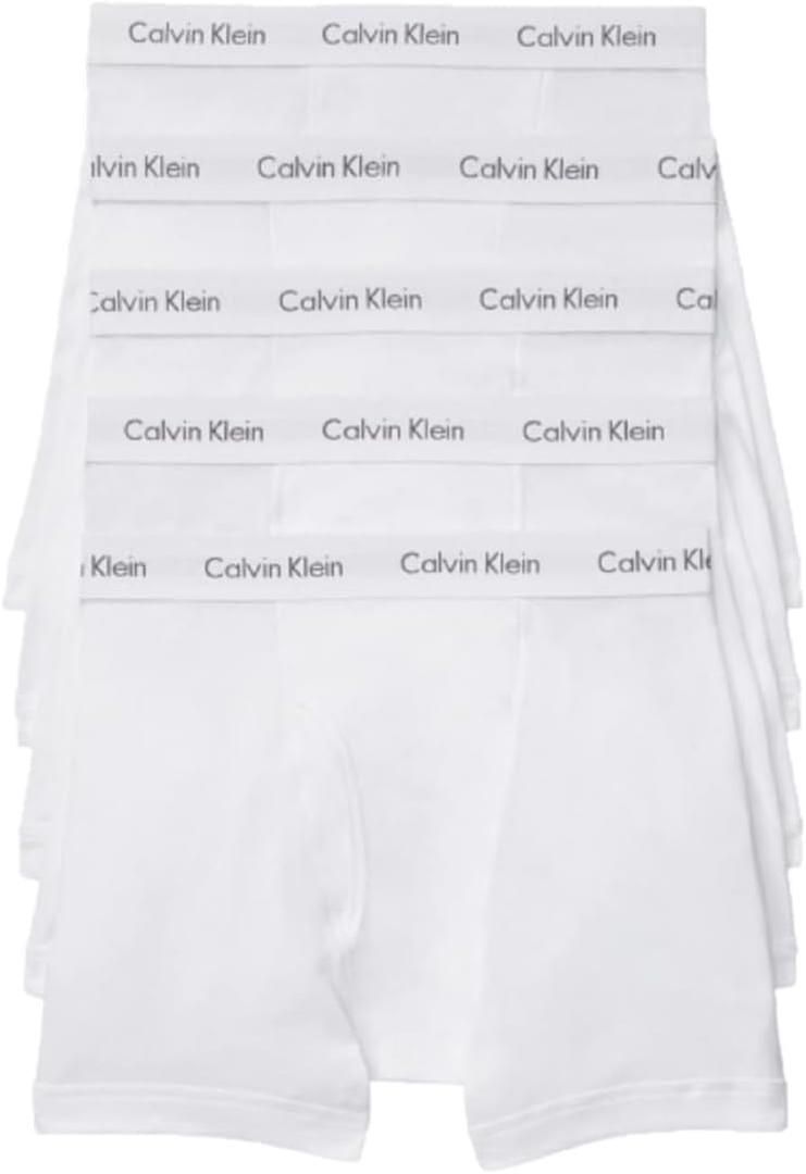 Calvin Klein Men's Cotton Classics 5-Pack Boxer Brief (Medium, 5 White Bodies W / White Wb)