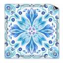 Yomisex Blue and Teal Floral Mahjong Mat 31.5 x 31.5 Inch, Mediterranean Mandala Flower Non-Slip Noise Reduction Mahjong Table Mat for American Mah Jong Poker Card Board Games Dominoes