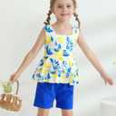 Toddler Girl Clothes Summer Outfits, Sleeveless Ruffle Hem Tank Top + Shorts 2Pcs Cute Baby Girls Clothing Set (S)