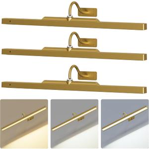 3 Pack Picture Lights Battery Operated 6000mAh - 24Inch Wireless for Gallery, Museum, Mirror, Picture Frames & Office Décor (Antque Gold)