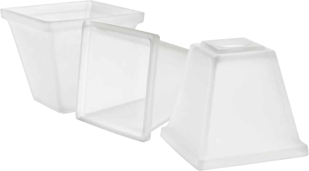 Aspen Creative 23662-64-3,Frosted Square Tapered Glass Shade For Lighting Fixture/Vanity Light/Wall Light/Pendent,Size:5-3/8"W x 5"H,Center Hole:1-5/8",Set of 3
