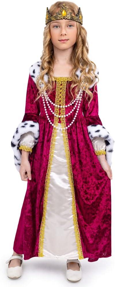 Dress Up America Queen Costume for Girls - Kids Renaissance Princess Costume - Royal Gown and Crown Set (Toddler 4)