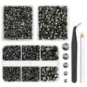 Qiipii 3 Boxes Metallic Gray Resin Rhinestones for Crafting 2mm 3mm 4mm 5mm 6mm Metal Grey Flatback Stones Non Hotfix Steel Gray Gems Diamonds Charms for Nails Face Eyes Makeup Tumblers Bottles Crafts (Jelly)
