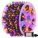 Dazzle Bright 198 FT 600 LED Halloween String Lights, Waterproof Halloween String Lights Black Wire with 8 Modes, Outdoor Halloween Decorations for Indoor Party Yard Wedding Decor, Purple & Orange