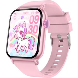 Smart Watch for Kids, 12 Puzzle Games HD Touch Screen Watches, Step Counter, Heart Rate and Sleep Monitor, Flashlight, 12/24 hr Educational Toys Birthday Gifts for Girls Ages 6-12 (Pink)