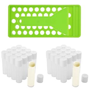100Pcs Lip Balm Tubes 5g/5ml Empty Chapstick Tubes with Filling Tray And Spatula, Lipsticks Filling Tubes Plastic DIY Lip Balm Kit Clear Lip Balm Containers with Caps for Women Girl DIY Make Up Gift