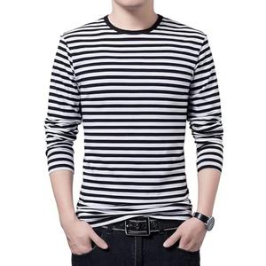 SHUIANGRAN Men's Striped T-Shirt Sport Cotton Shirts Classic Fit Casual Pullover Long/Short Sleeve Crew Neck Striped Shirts, Small