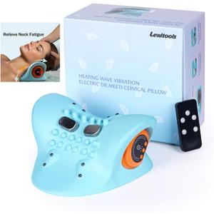 2025 New Massager Electric 6 Levels Massage Intensity Heated Stretcher 4D Portable Massager Cervical Stretching Pillow Massage for Neck & Shoulder Discomfort Relief (Blue)