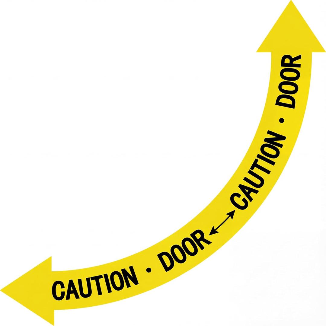 Sintuff 1 Pack Caution Door Floor Sign with Bidirectional Arrow Anti Slip Adhesive Safety Sign High Visibility Caution Door Floor Decal for Indoor Outdoor Use, 36 x 36 Inches