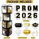 Graduation Prom Party Decorations Class of 2026, 8 Pcs Silver Balloon Boxes with Letters Cards, Graduation Prom Party Supplies Decor for College High School Congrats Grad Send Off Ceremony