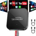 Wireless Carplay & Android Auto Adapter Built in Netflix YouTube, 3-in-1 Car Play Ai Box Convert Wired to Wireless CarPlay, Upgraded Dual-Band WIFI, TF Card, Video Box for iPhone/Android, Plug & Play (Black)