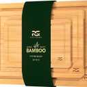 Bamboo Cutting Boards for Kitchen: Wooden Cutting Board with Juice Grooves Thick Chopping Board Set with Easy Grip Handle Large Serving Board for Raw Deli Fruits and Vegetables (3-Piece)