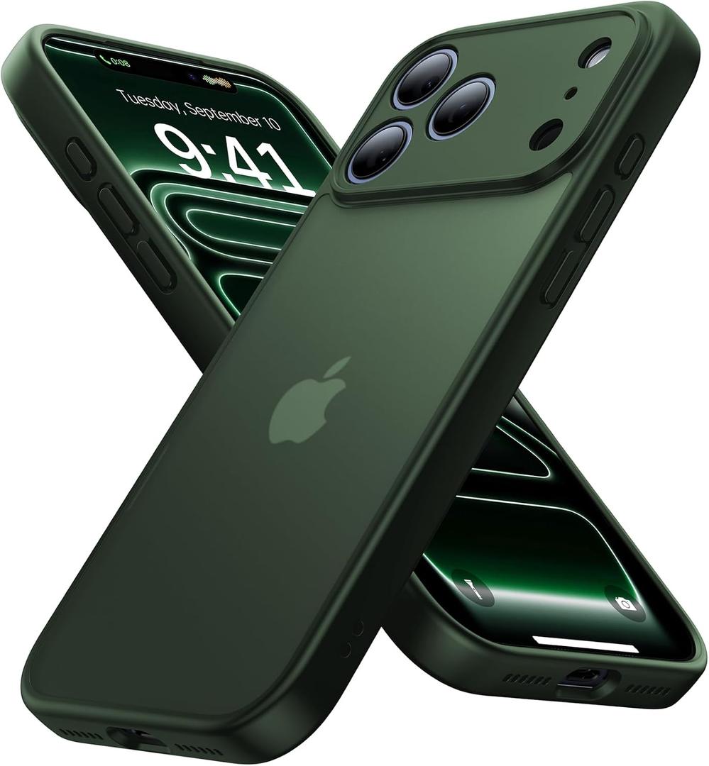 Eastinbox for iPhone 17 Pro Case [16FT Military Grade Shockproof], Anti-Slip Anti-Scratch, Slim Translucent Frosted Matte Phone Cover, Case for iPhone 17Pro 6.3", Green